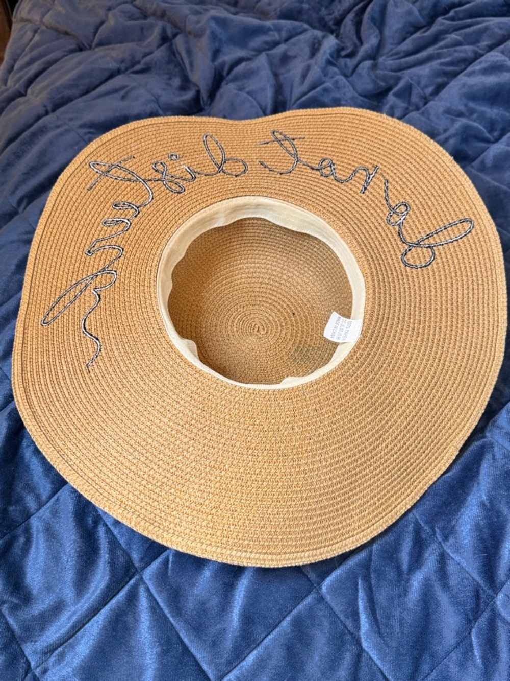 DO NOT DISTURB Wide Brim Straw Sun Hat Vacation - Picture 3 of 3